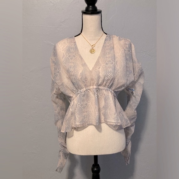 Steven Madden Snake Print V-Neck Top - Picture 2 of 9